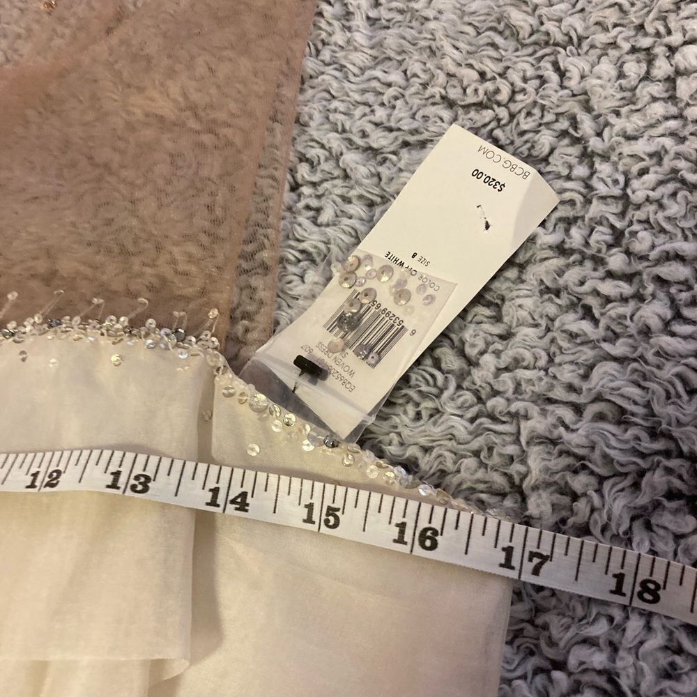 NWT BCBGMaxazria 8 Off White Woven Silk Dress Layered - Picture 6 of 11